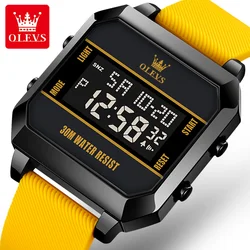 OLEVS1103 Multifunctional Waterproof Men Wristwatch Digital Silicone Strap Fashion Watch For Men Calendar Luminous Alarm Watches