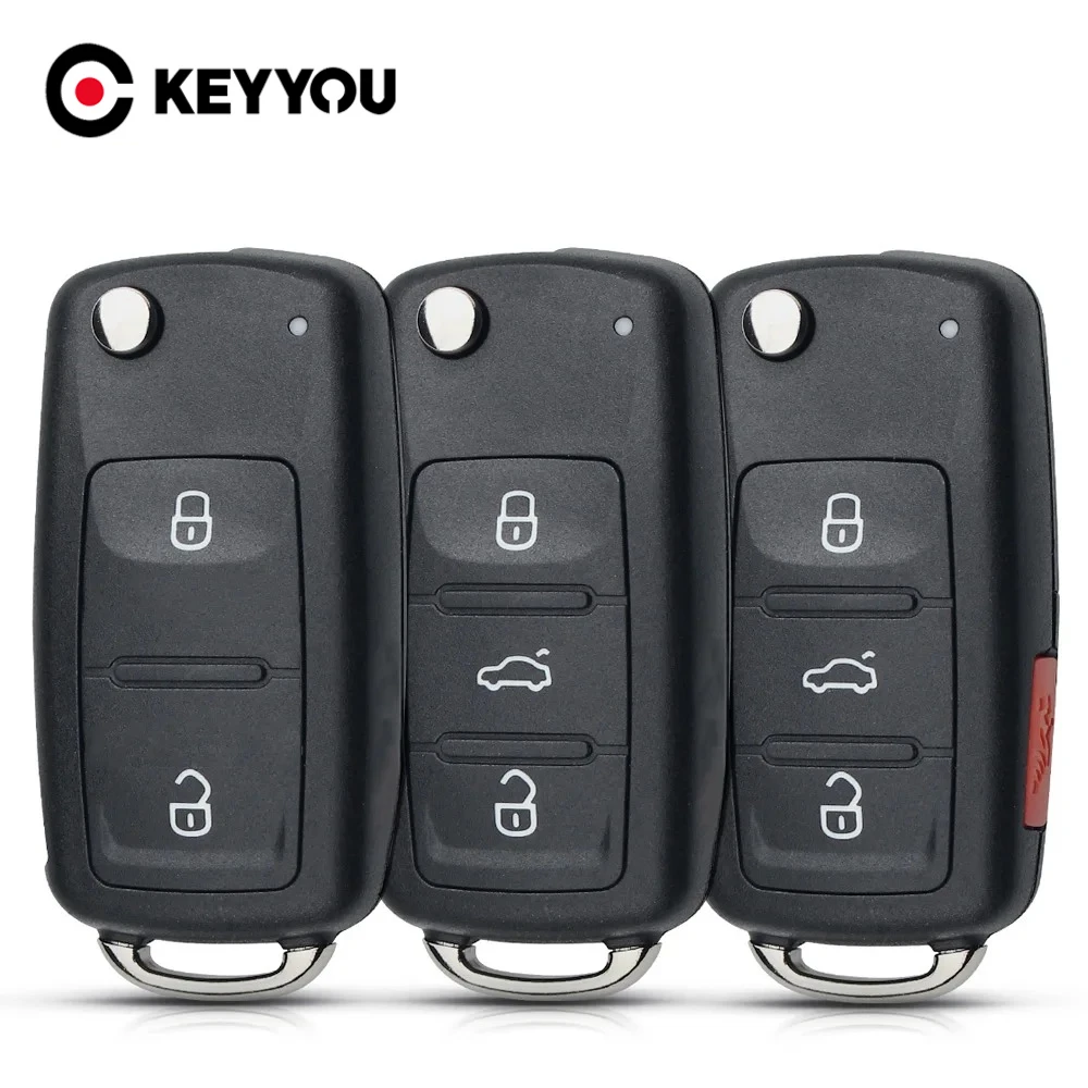 

KEYYOU 1Pcs Car Remote Key 2/3/4BT For VW Golf Tiguan Polo Passat B5 Jetta For Volkswagen Skoda Seat Folding Flip Key Shell Case
