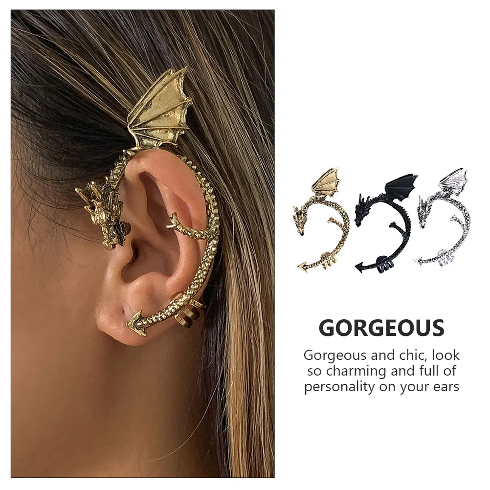 3 Pcs Earrings Stylish Jewelry Nightclub Clip Cuff Wrap Crawler Gothic