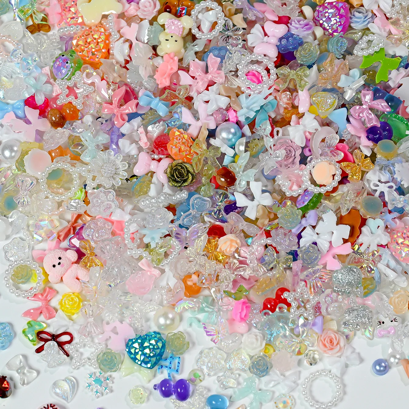 50 جرام/الحقيبة 500-600 قطعة فيونكات راتينج عشوائية/زهور مسمار الفن سحر ثلاثية الأبعاد كاميليا مختلطة/Bowknot/اللؤلؤ مسمار الديكور Craft بها بنفسك الحرفية مانيكير