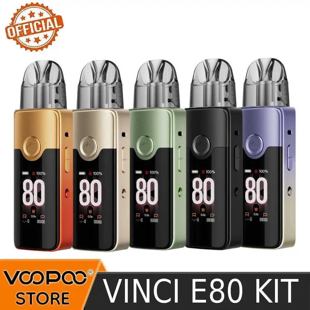 

CN VOOPOO Vinci E80 Kit 80 Вт Vape 3000 мАч Аккумулятор 5 мл VINCI E Картридж 1,47-дюймовый цветной TFT-экран Электронная сигарета