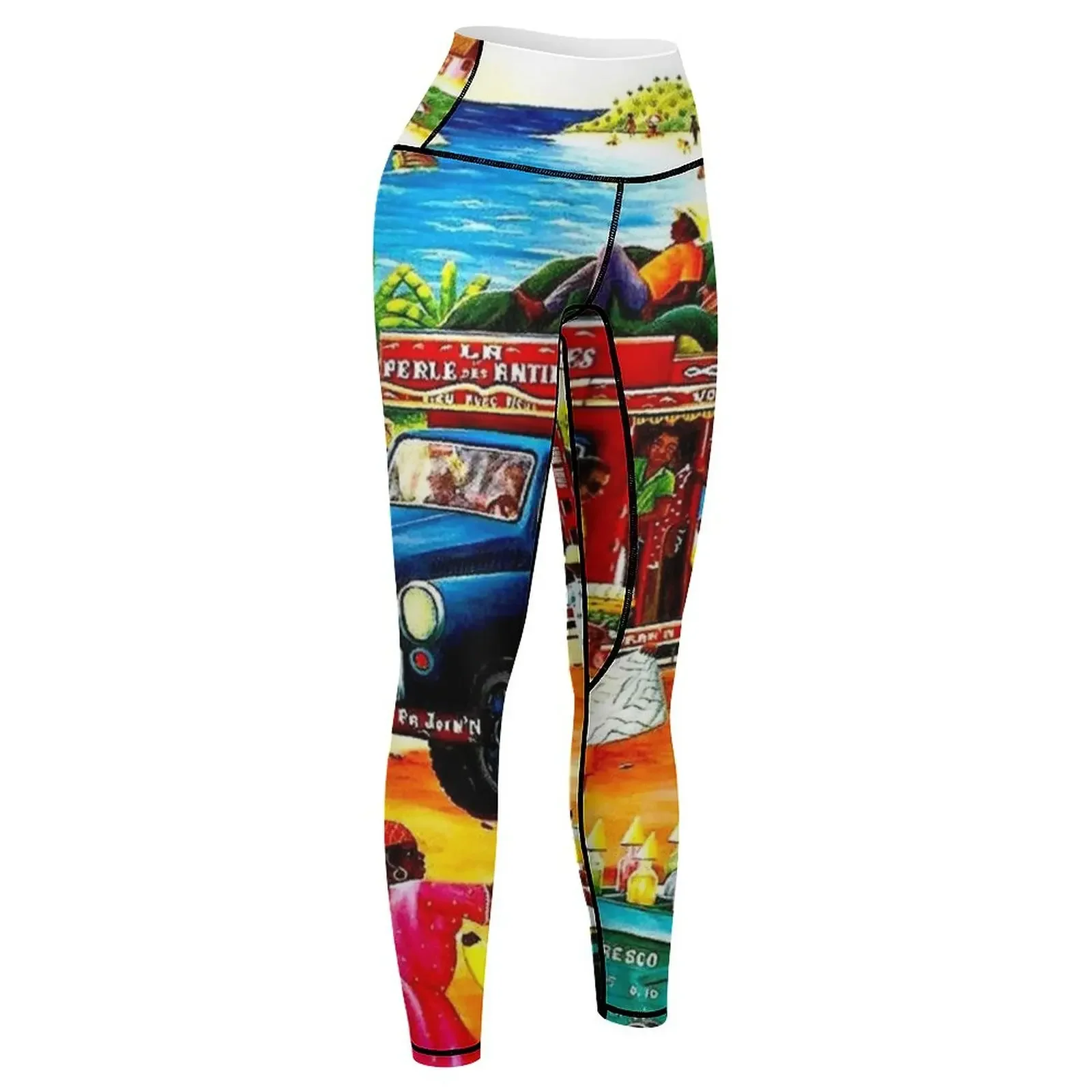 HAITI : Vintage Travel and Tourism Advertising Print Leggings Women's pants Leginsy push up Sports female Womens Leggings
