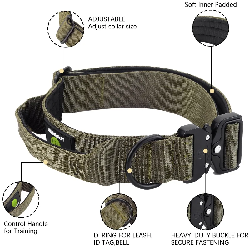 Tactical Dog Leashs Pet German Shepherd K9 Quick Release Buckle Training Lead Dog Collar and Leash Set For Medium Large Dogs