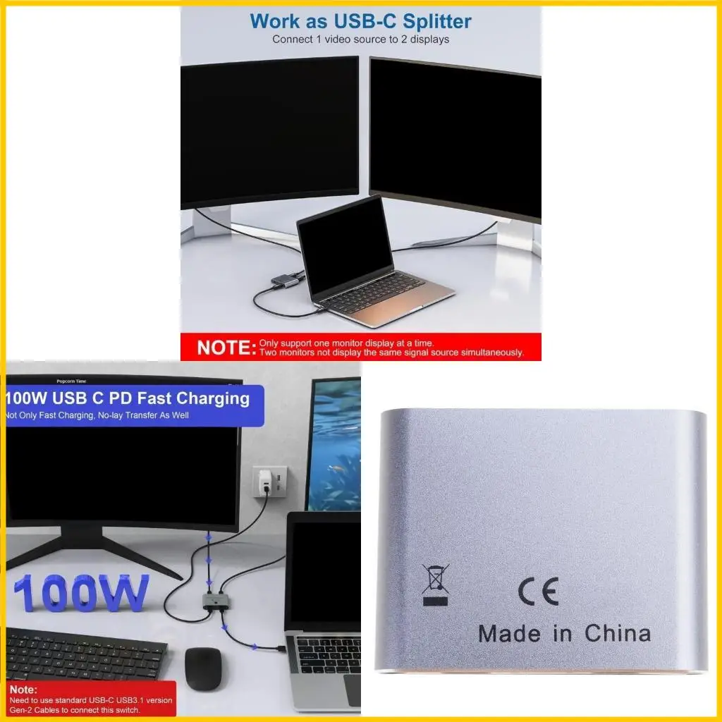 

8K USB C KVM Переключатель Bideiveral USB C Switcher для 2PC Easy 1 Переключение клавиши 2 в 1ут и 2 в 1Out 3440x1440