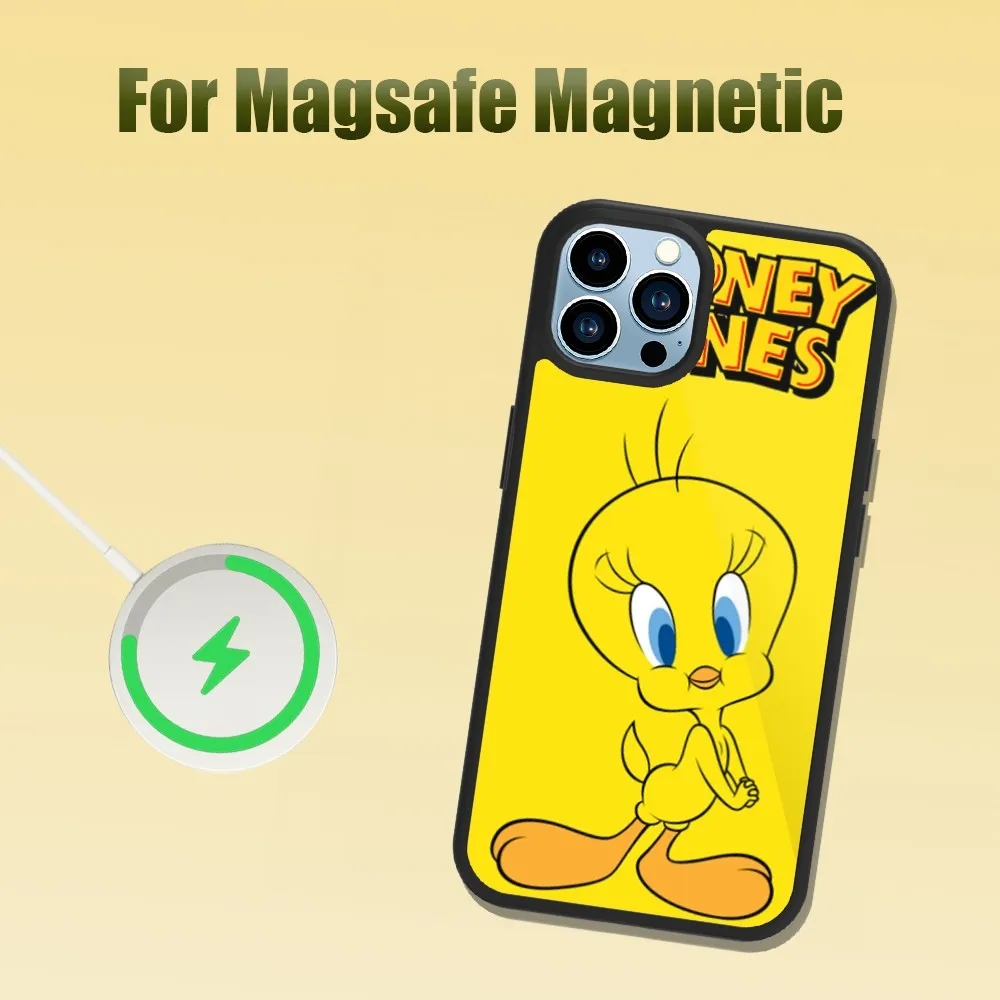 Cartoon T-Tweety Bird P-Piolin Phone Case For iPhone 13 12 11 14 15 Pro Max Plus Magsafe Magnetic Wireless Charging