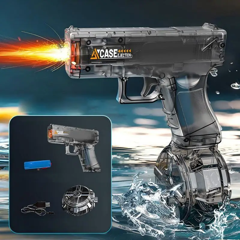 Electric Water Gun Automatic Rechargeable Waterproof Long Distance Water Blaster for Beach Pool Holiday