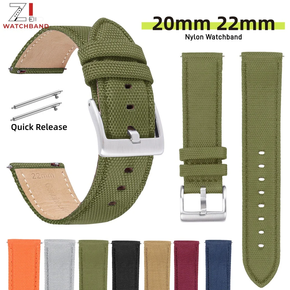 Bracelet en cuir et Nylon de 20mm 22mm, pour montre Rolex, bracelet Seiko, pour Huawei, haute qualité, à dégagement rapide