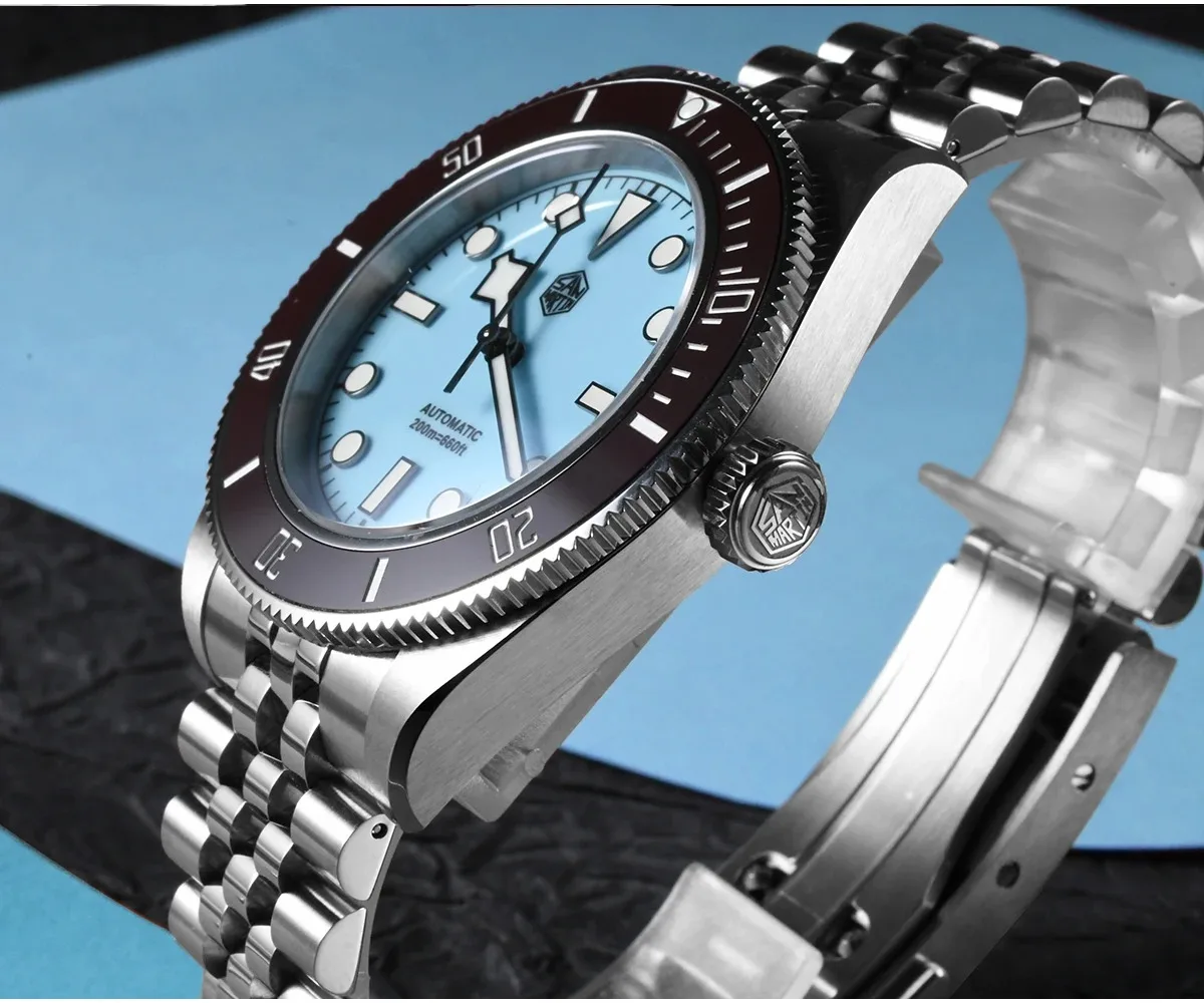 

San Martin Мужские автоматические часы 40 мм Diver Механические наручные часы 200 м Водонепроницаемые BGW-X1 Светящийся сапфир NH35 Керамический безель Синий