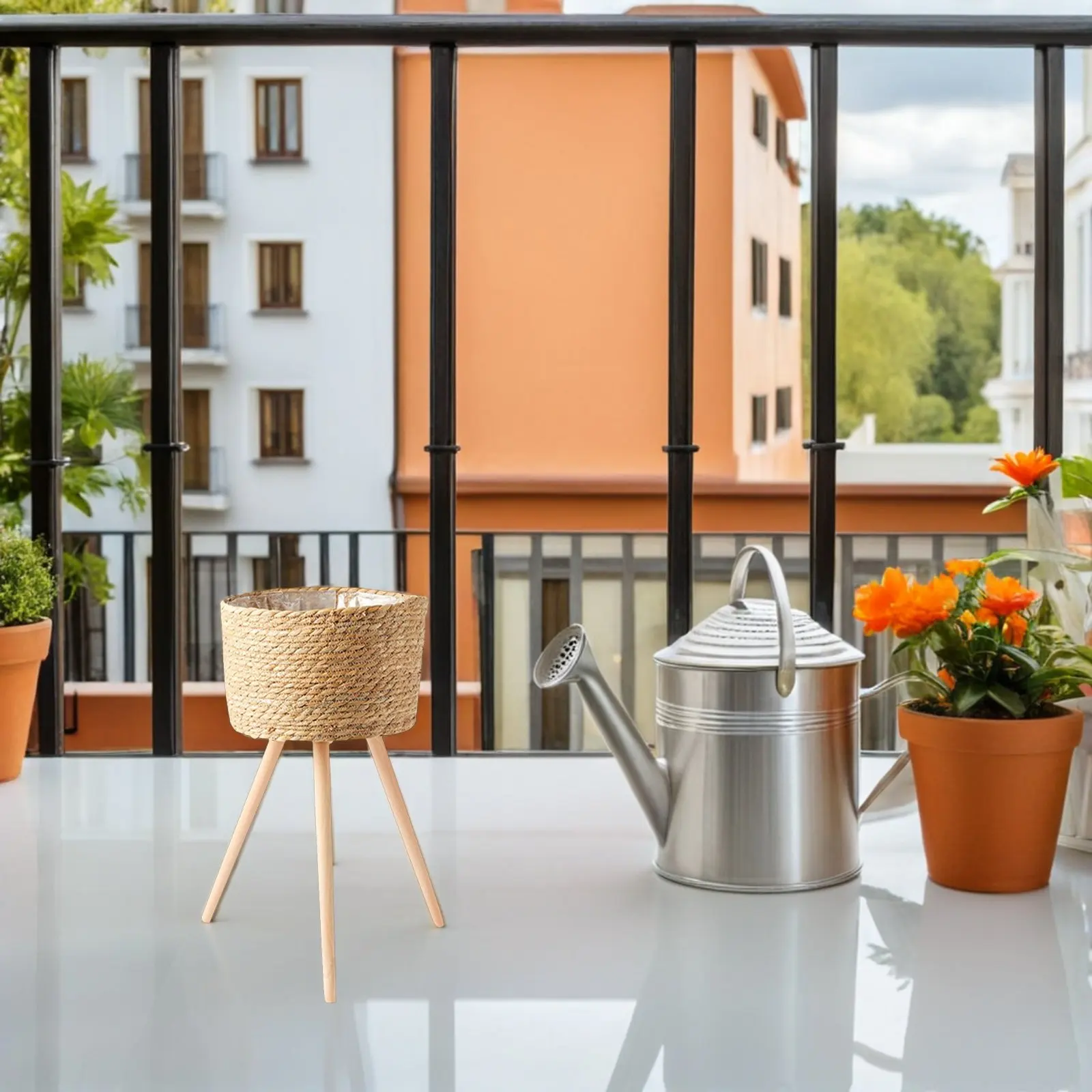 

Деревянная плетеная подставка для растений, корзина для цветов, подставка для цветочных горшков, для дома и улицы, держатель для бонсай, в деревенском стиле