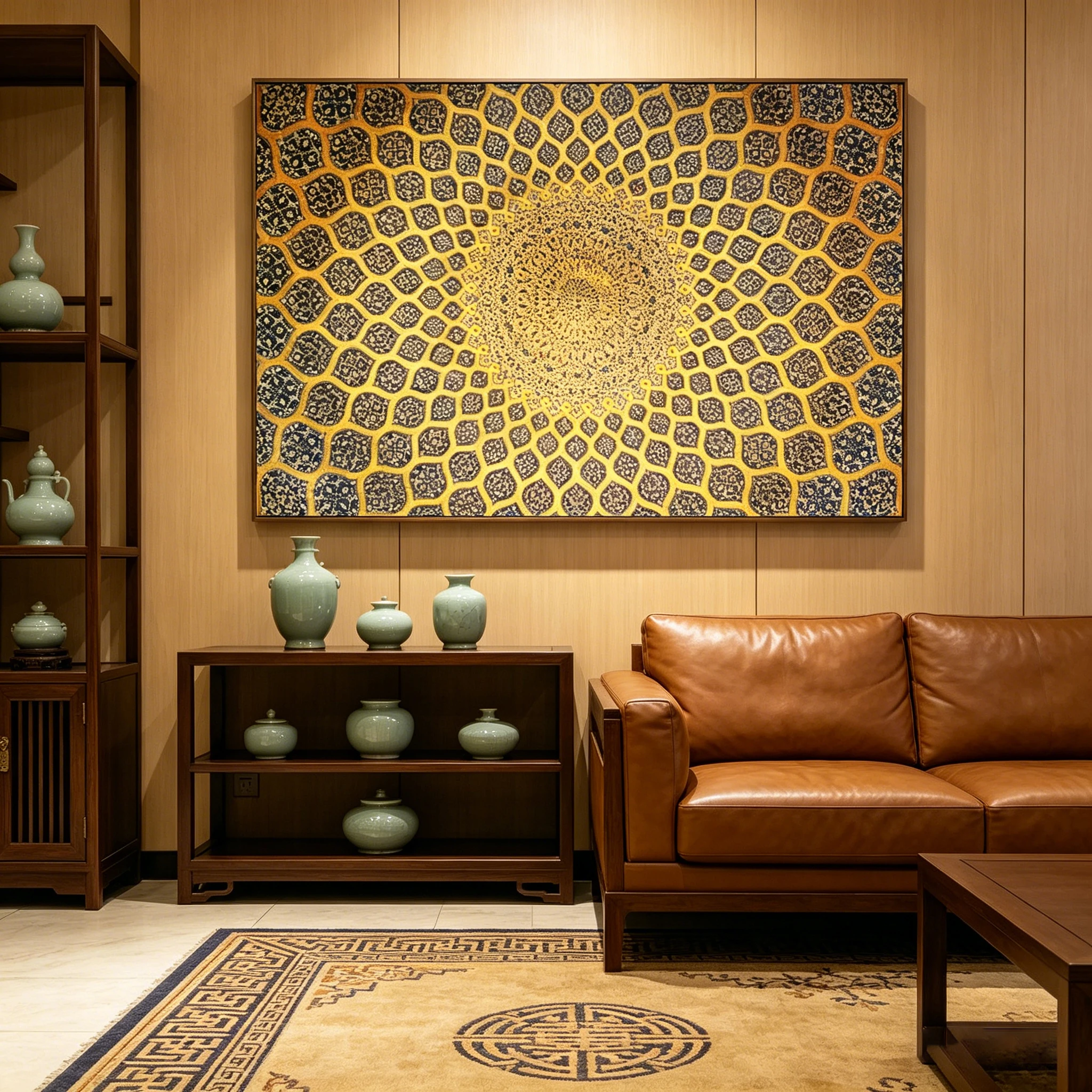

Islamic Geometric Dome Canvas Painting Golden Mosque Art Poster Living Room Hotel Wall Decor Muslim Home Picture Print