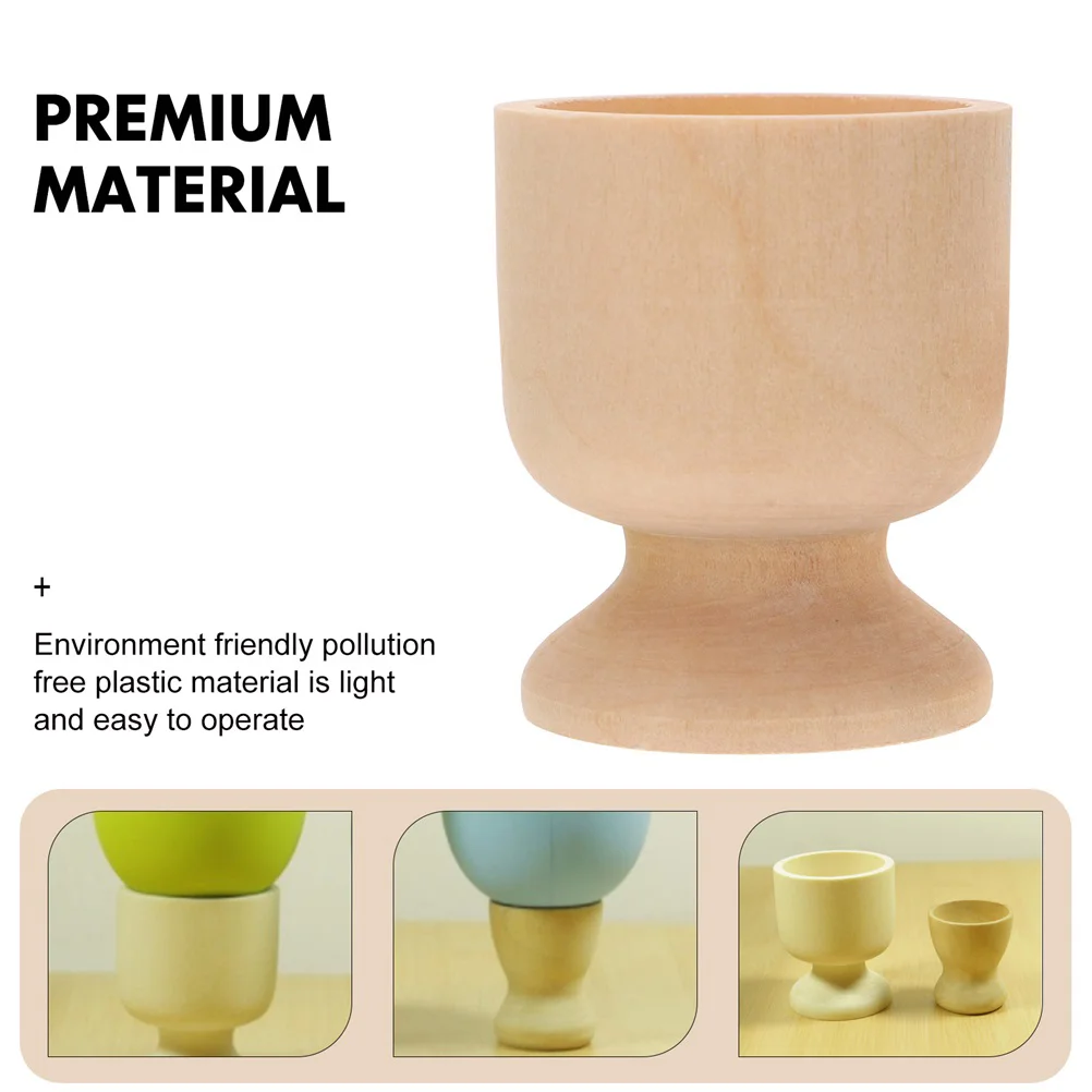 12pcs Wooden Egg Cups Children Diy Holder Graffiti Cup Stand Breakfast Kitchen Dinnerware Set Wood Egg Cup DIY Stand Egg Tray