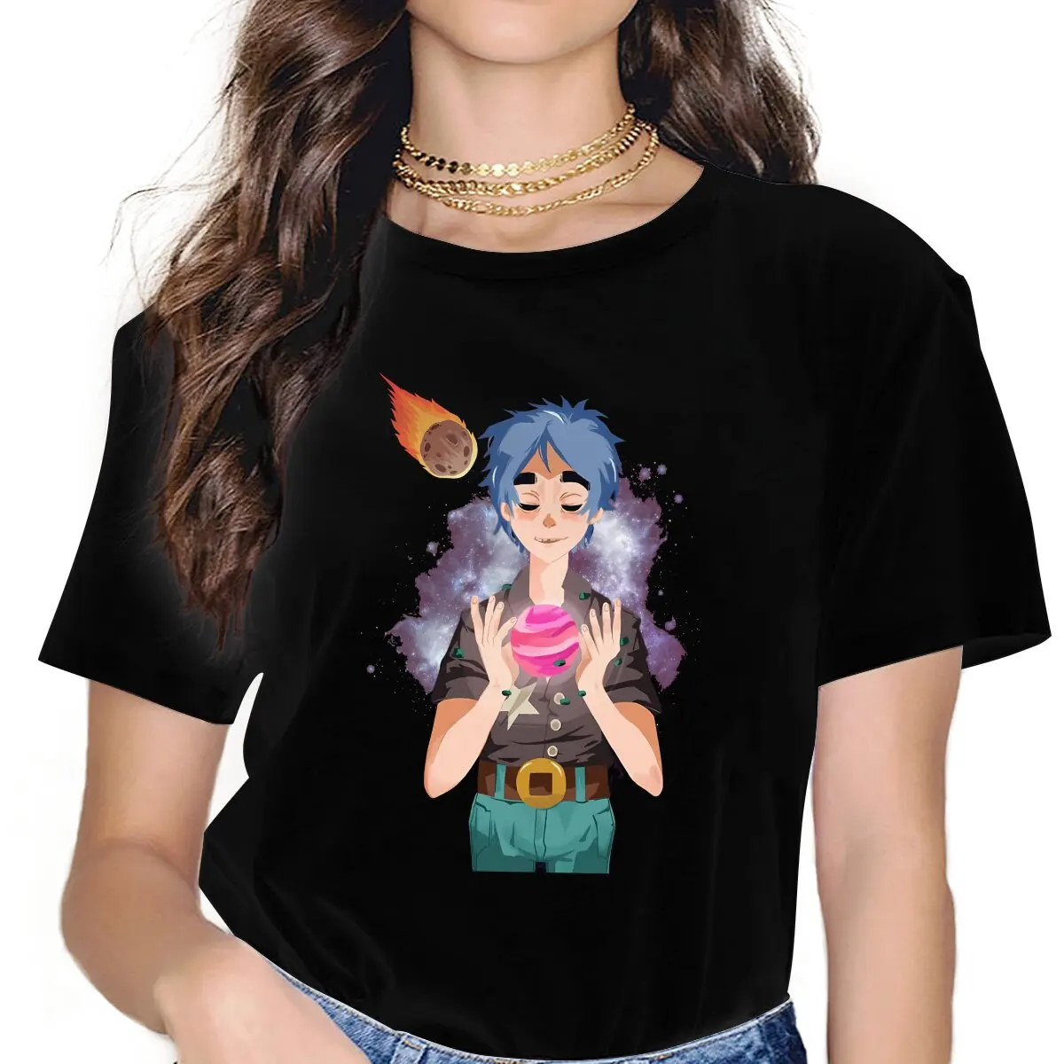 Band Gorillaz Retro Tshirt Graphic Women Tops Vintage Alternative Fibre Harajuku Polyester T Shirt