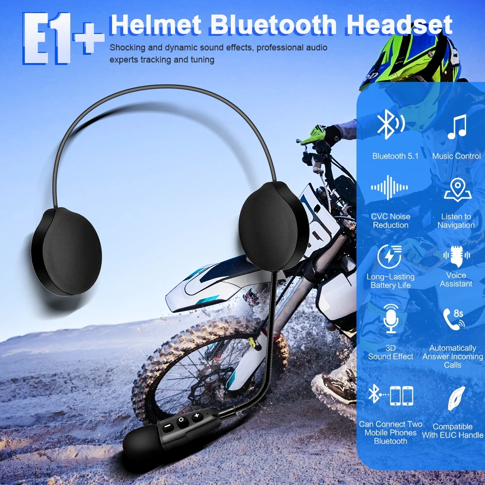 EJEAS E1+ Bluetooth Motorcycle Helmet Headset Moto Helm Wireless Headphone Earphone Speaker