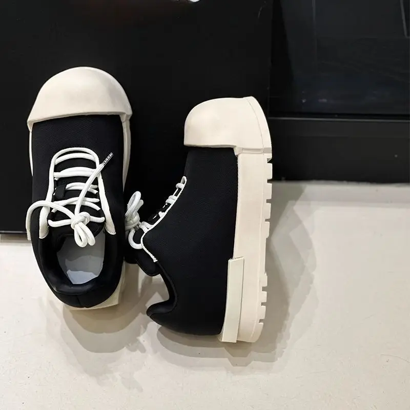 Ugly Cute Bread 2024 Autumn New Versatile Platform High-top Casual Board Fashionable Versatile Big Head Canvas Shoes