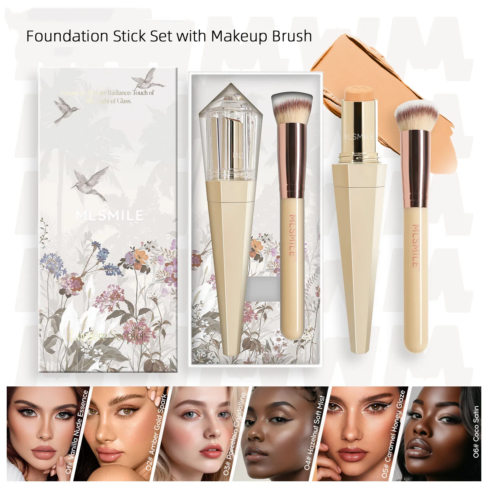 Scepter Foundation Stick Set with Makeup Brush Natural Concealer Eraser Professional Covering Waterproof Longlasting Foundation