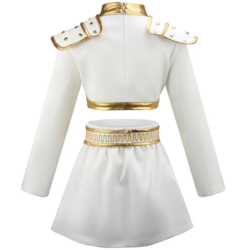 Costume da cacciatore di demoni Kpop con vera catena Rumi Halloween Cosplay Hot Girls Show Costume Nero lucido Set Set per bambini di Halloween