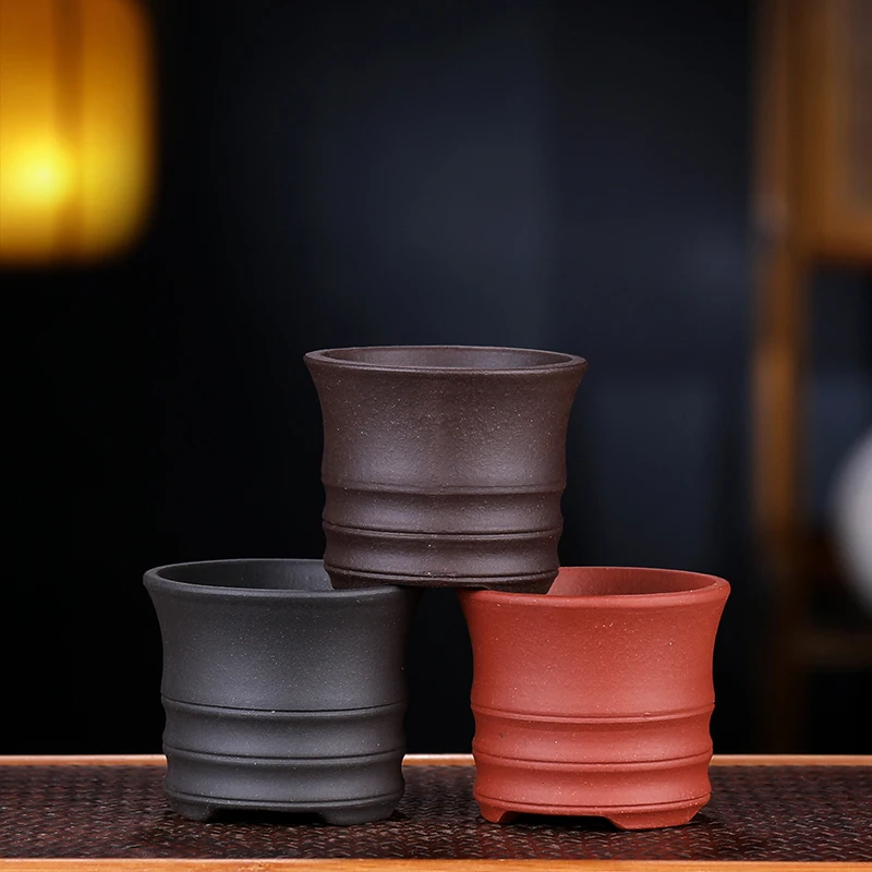 2023 Yixing Purple Sand Desktop Simple Small Bonsai Pot Chinese Succulent Thumb Flower Pot Home Decorative Flower Pot LF114