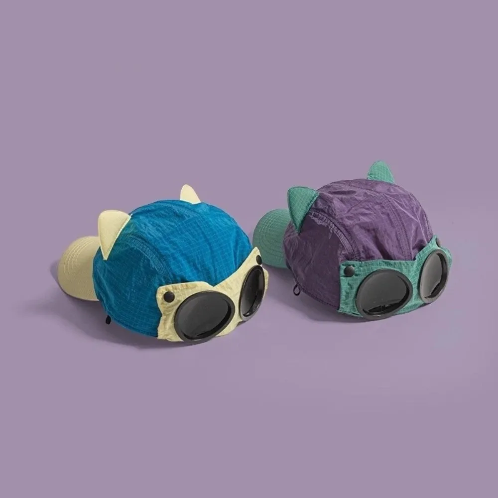 

Fashion Cat Ear Sunglasses Pilot Hats Quick-drying Breathable Baseball Cap Sun Protection Color Matching Sunshade Hat Unisex