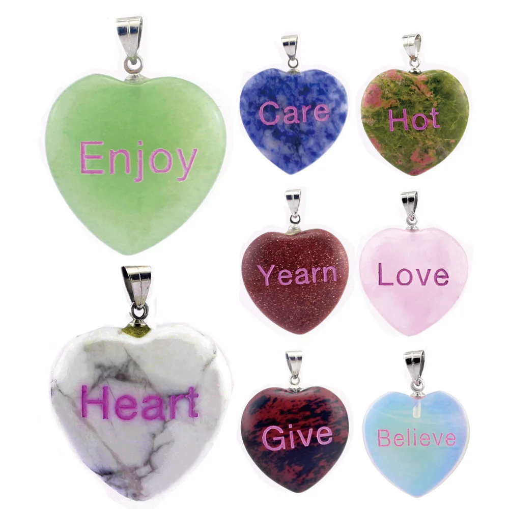 Natural Crystal Stone Creative Jewelry Heart-shaped Lovely Necklace Pendant Lovers Love Valentine's Day Romantic Gift