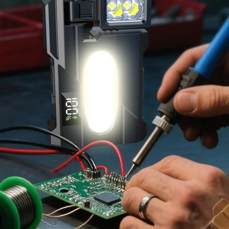 

Rotating Light Source Work Light with Emergency Signal Magnetic Rechargeable LED Lamp for Camping Hiking and Car Repair