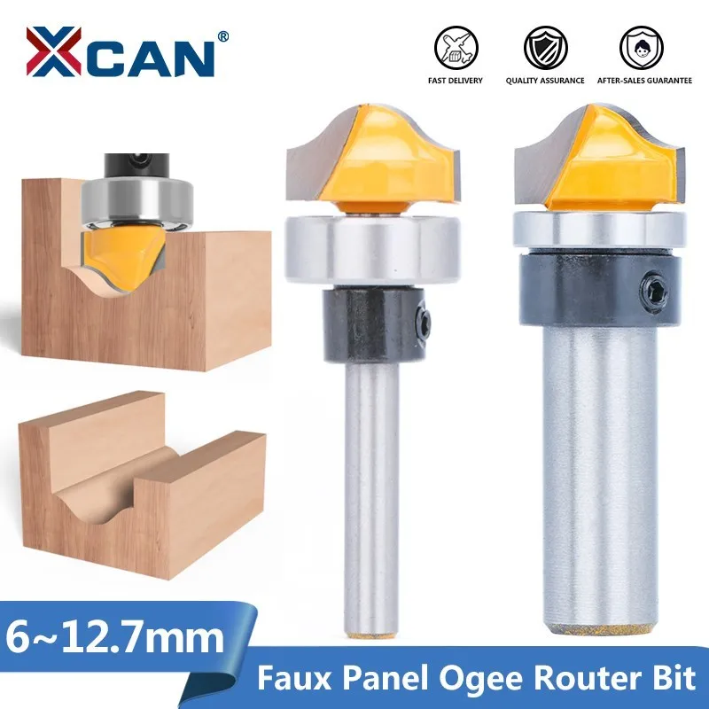 XCAN Milling Cutter Faux Panel Ogee Groove Router Bit 6mm 8mm 1/4\'\' 1/2\'\' Shank with Diameter 3/4\'\' Wood Cutter for Woodworking