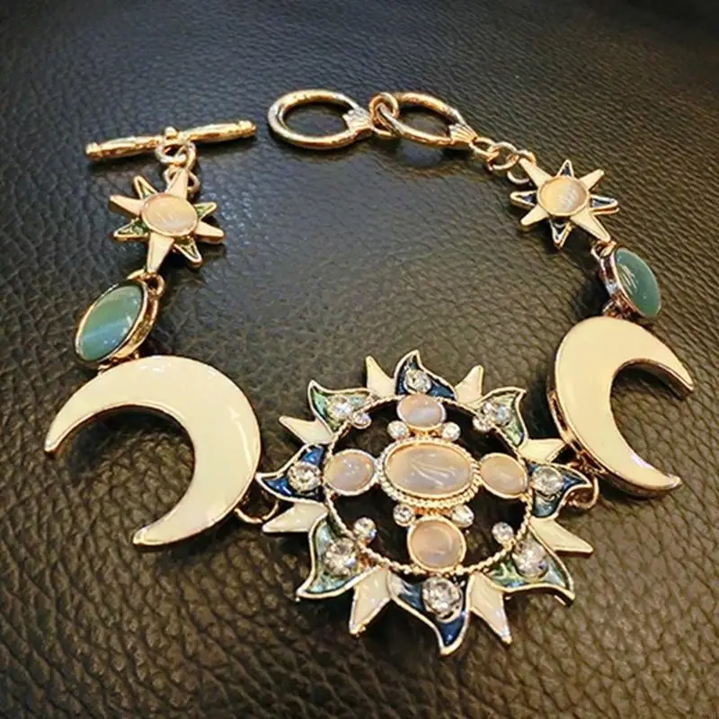 سوار Sun Moon Star الفريد من نوعه غير متماثل سوار Sun Moon Star للنساء مع و Rhinestones #5