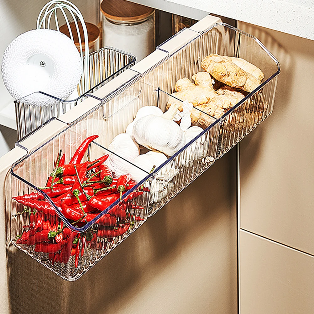 

Hanging Baskets Transparent Kitchen Cabinet Organizer Vegetable Holder Garlic Ginger Over Door Small ItemsSpices Vegetable