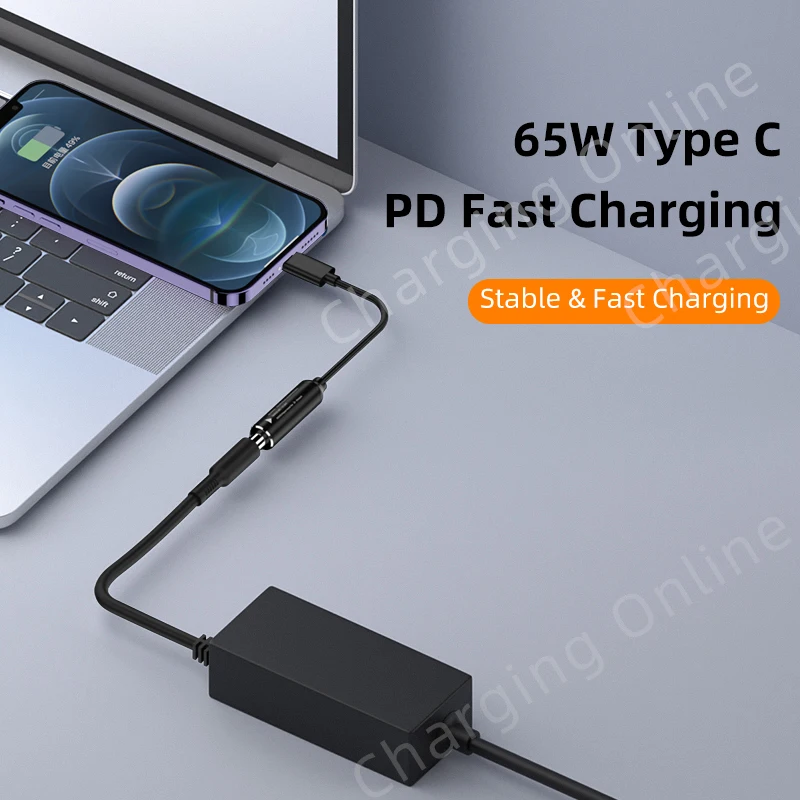 Dc power jack 5.5x2. 5 7.4x5. 0 7.9x5. 5 4.5x3. 0 6.0x3.7mm para usb c pd rápido portátil cabo de carregamento 65w tipo c adaptador conversor