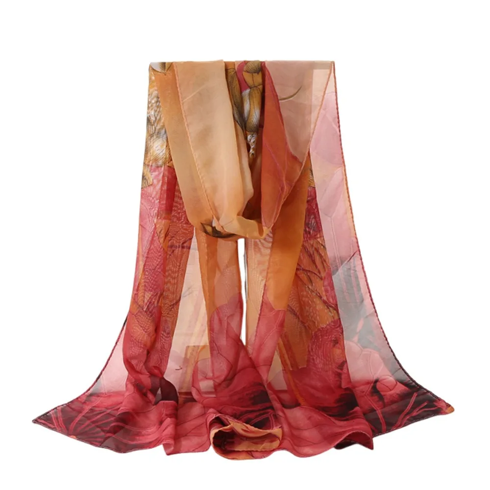 

Летний шелковый шарф с вышивкой, солнцезащитный, гладкий, длинный, из шифона, дышащий, пляжная накидка для женщин