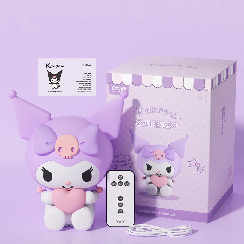 Anime Sanrio Hello Kitty Kuromi Cartoon Silicone Bedside Ambience Lamp Kawaii Night Light Pat Lamp Cute Desktop Ornament Gift view 5
