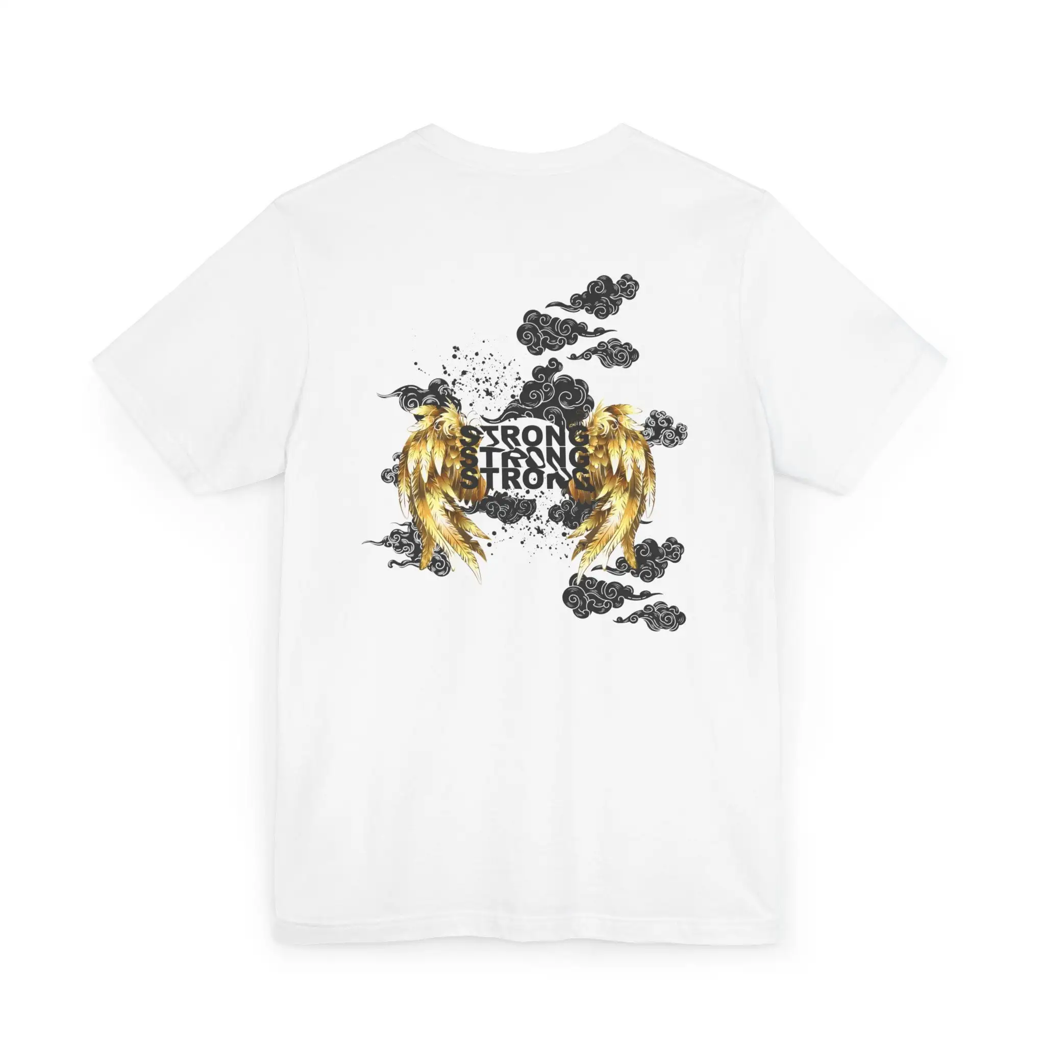 Strong Wings Vintage Oldschool Men's T Shirt Design Clouds Black Gold Urban Streetwear