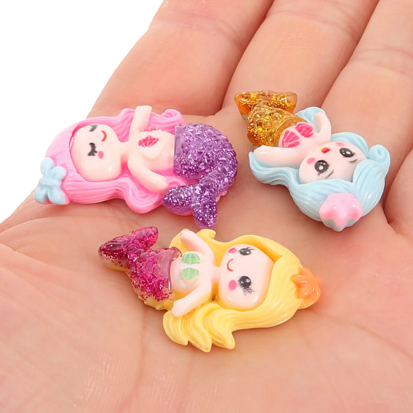 10Pcs Resin Mermaid Accessories DIY Craft Props for Phone Case Hair Clip Flatback Mermaid Charms Ornament DIY Phone Case Charm