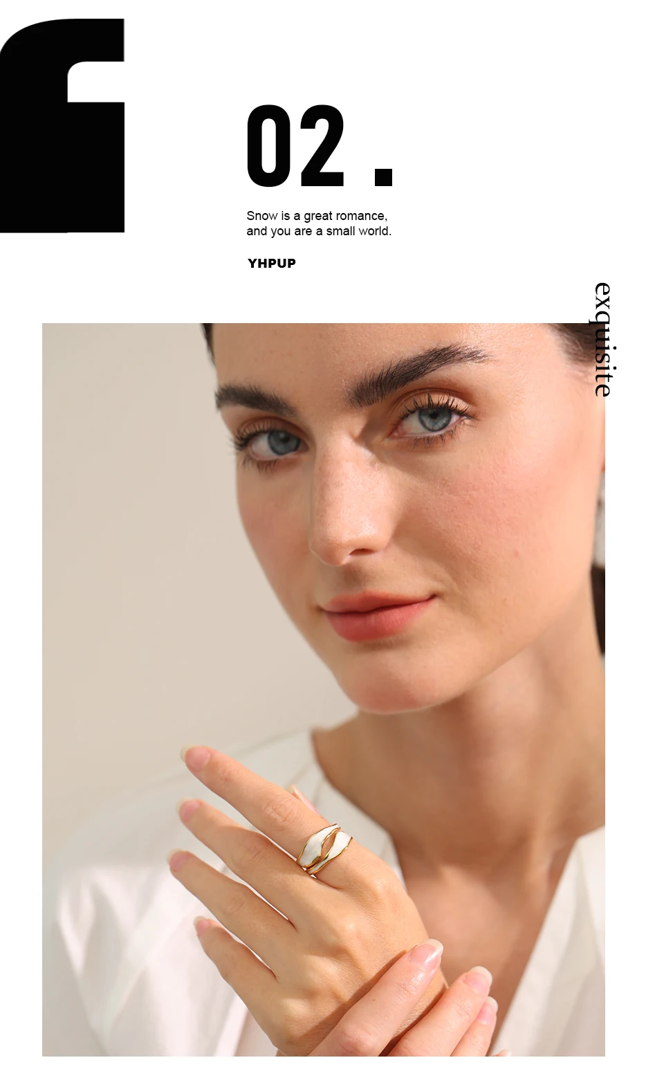 Yhpup Fashion White Enamel Creative Irregular 316 Stainless Steel Open Ring Waterproof Women Jewelry Stylish Charm Bijoux New