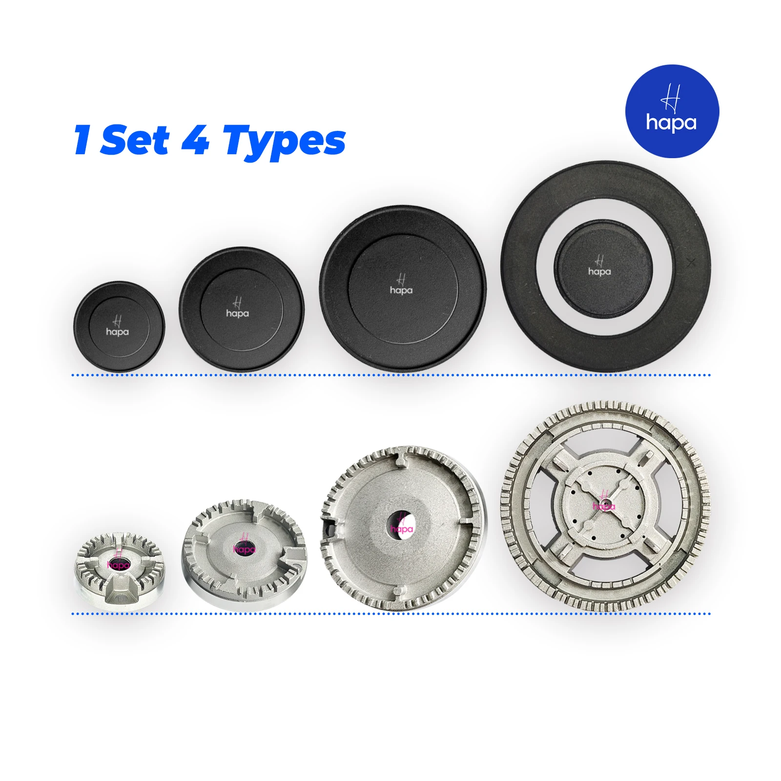 1 комплект, 4 типа, горелка для газовой плиты, плоская крышка для огня, крышка пламени с короной, крышка газовой горелки, крышка пламени подходит для большинства горелок для газовой плиты SABAF