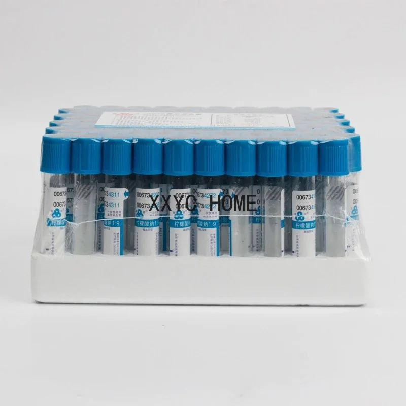

100pcs Blood collection coagulation sodium citrate plastic tube sterile negative pressure vacuum blue cap anticoagulant PRP tube