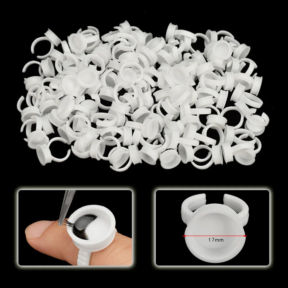 

100Pcs Eyebrow Tattoo Ink Ring Cups Disposable Clear Eyelash Makeup Tool Pigment Container for Semi Artist Use