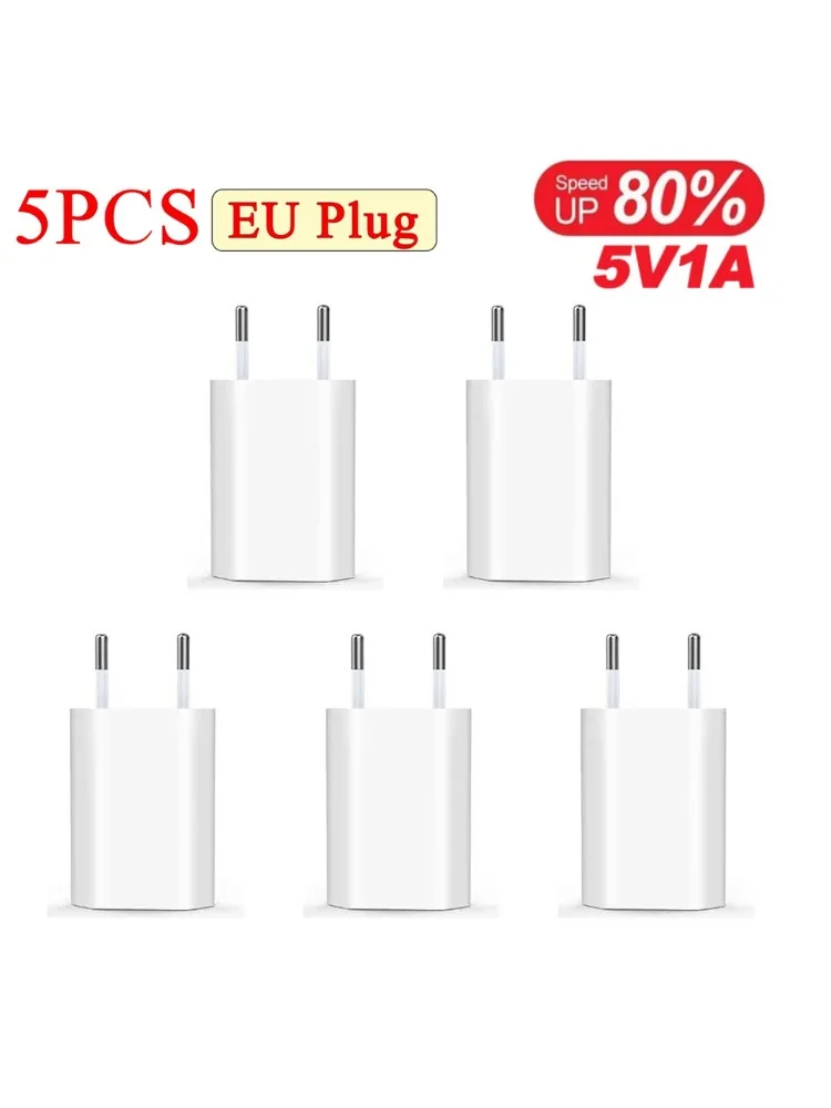 5 V/1A USB Home Travel Charger 1-5 Stuks EU Plug Power Wall Adapter Mobiele Telefoon Oplader Power Adapter Voor iPhone Samsung Xiaomi 14 - afbeelding 2