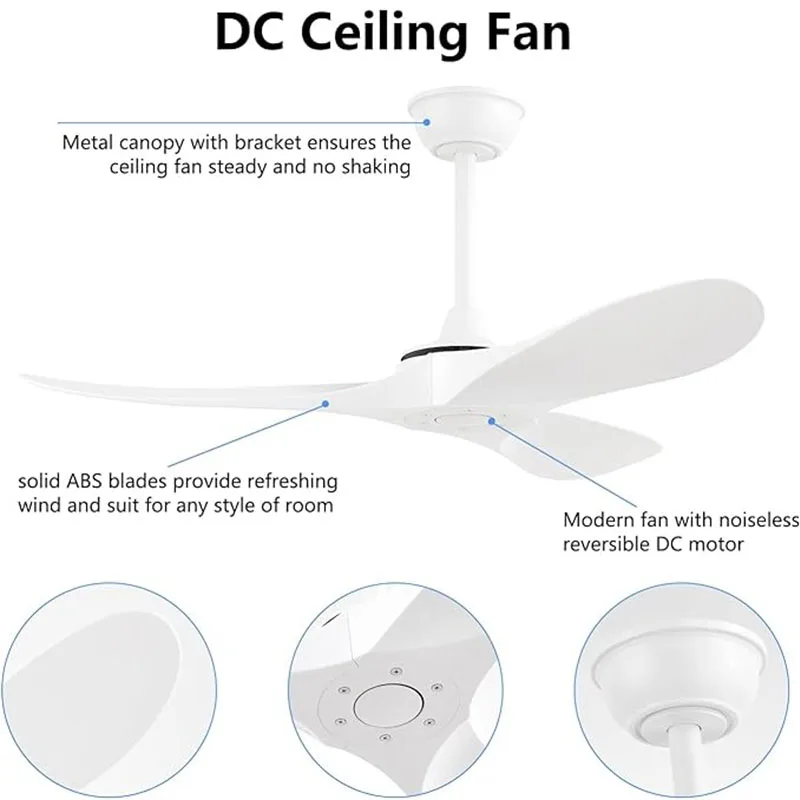 Black And White Ceiling Fan With Remote Control Silent 6 Speed Intelligent Electric Fan Courtyard Indoor And Outdoor Ceiling Fan