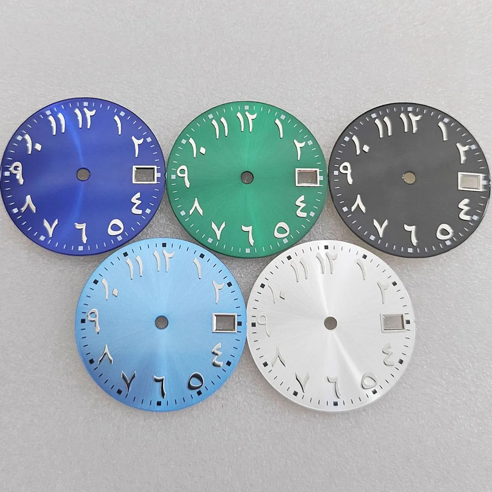 

NH35 Dial 28.5mm, Arabic Numerals 3D Nails Watch Dial, for NH35 NH36 NH70 Movement, Single Calendar Watch Faces No Luminous Dial