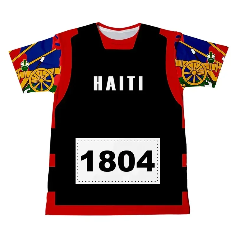 New Design 2025 Haitian Flag T-shirt Men 3D Printed Haiti National Day Tees Tops Fashion Street T Shirt Crew Neck Short Sleeves