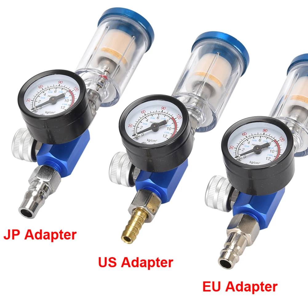 

1/4'' In-line Oil Water Separator Filter Separator EU/JP Adapter Spray Gun Air Regulator Pressure Gauge for Spray Gun Air Tool