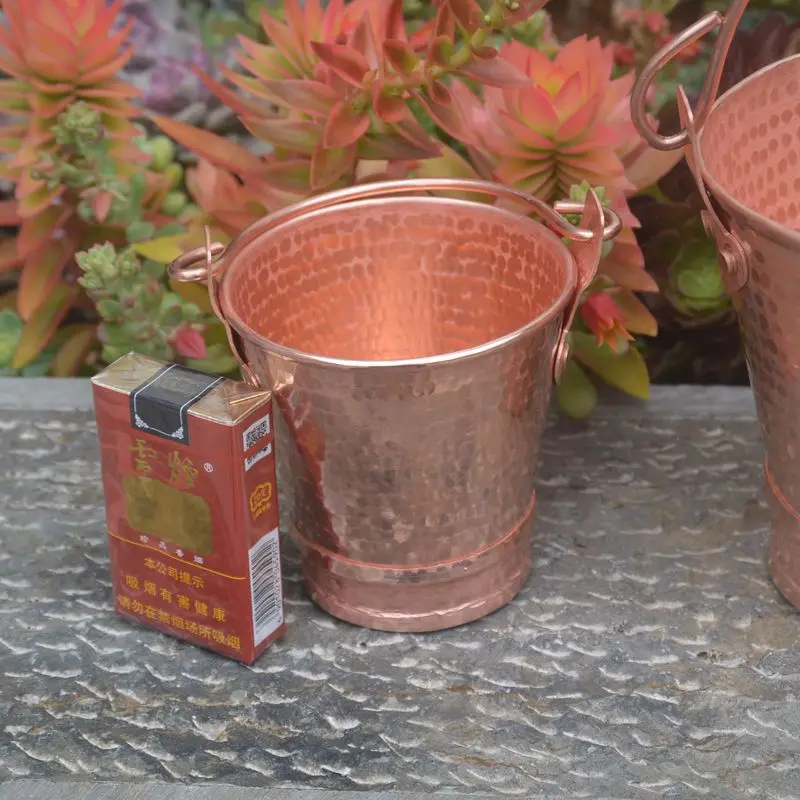 Handmade Pure Copper Mini Bucket Retro Cute Japanese Style Decor Container