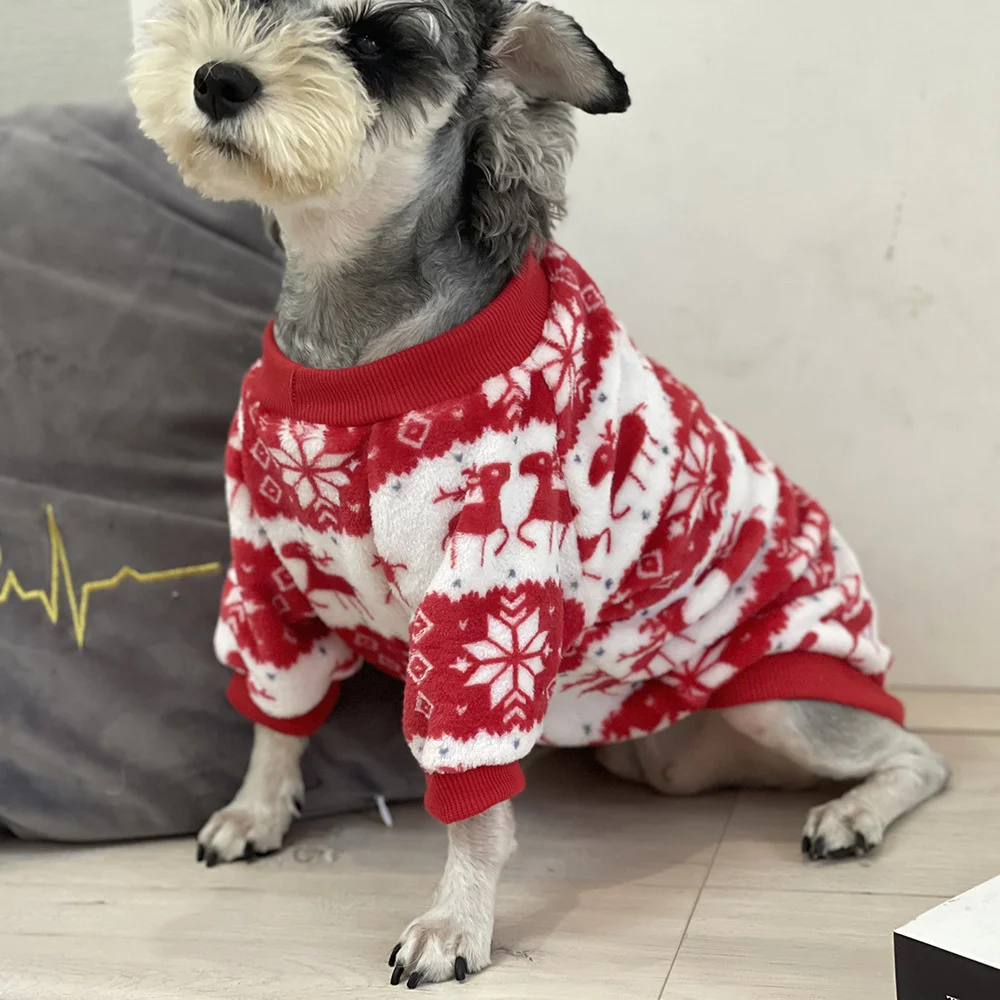 Chrismas Series Dog Clothes Winter Warm Plush Sweaters for Cat Puppy Small Dog High-quality Elk Pattern Pet Clothes Supplies