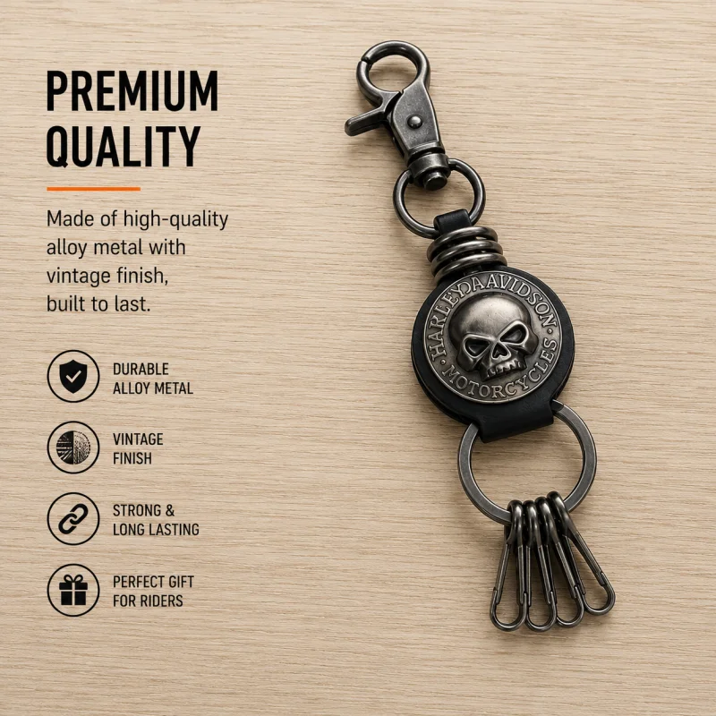 For For Harley Davidson Pan‑America 1250 Street‑Glide Motorcycle Keychain Metal leather Retro Logo Accessories Keychai