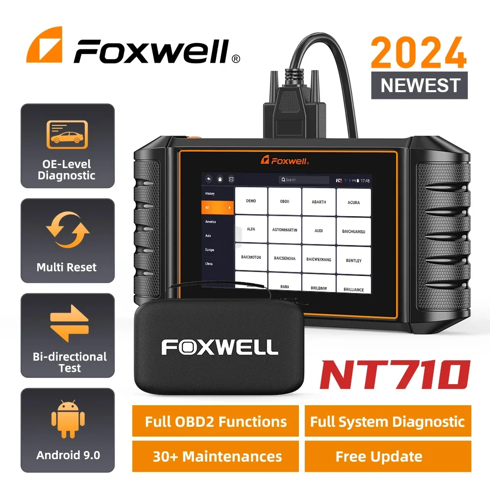 FOXWELL NT710 OBD2 Car Diagnostic Tools Code Reader Bi-Directional Test IMMO A/F 30+ Reset All System ODB 2 Automotive Scanner