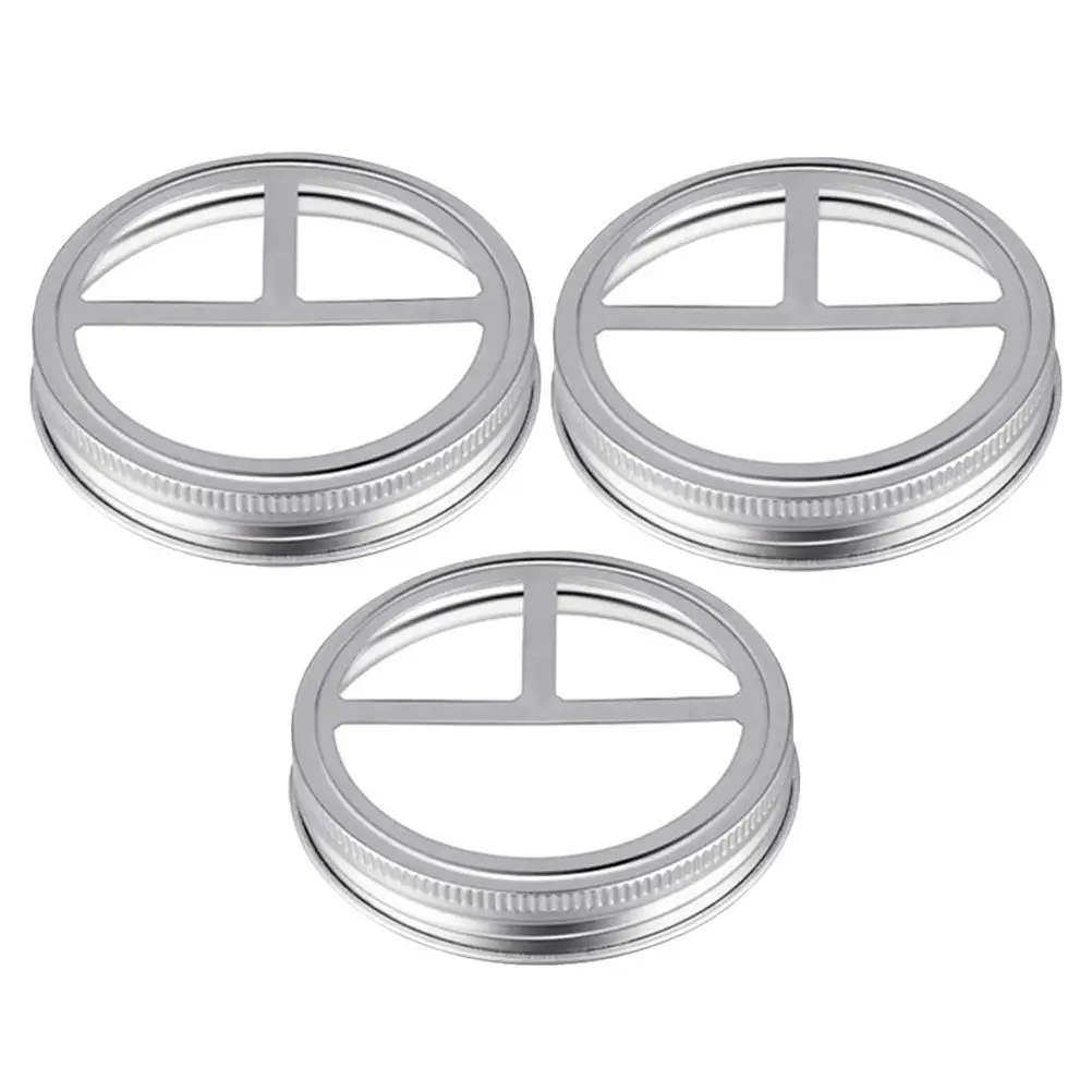 3Pcs Stainless Steel Mason Jar Toothbrush Bottle Lid Wide Mouth Reusable Divided Holder for Toothbrushes Toothpaste Razors - view 4