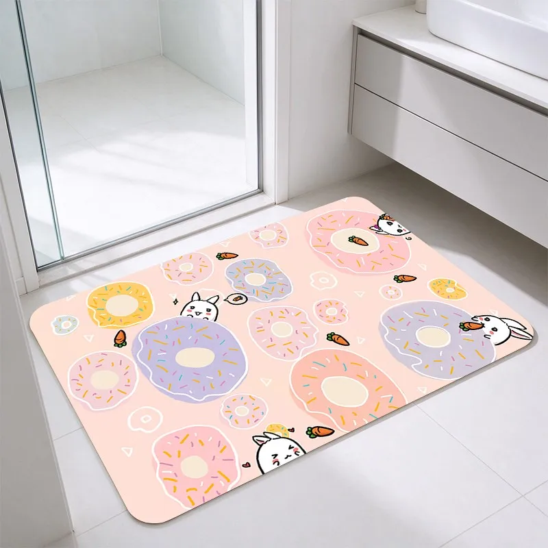1 Piece Cute Cartoon Donut and Rabbit Pattern Rug, Soft Comfortable, All Seasons, Lightweight & Easy to Maintain, Home Decoration for Living Room, Bedroom, Hallway, Entryway, Winter & Autumn