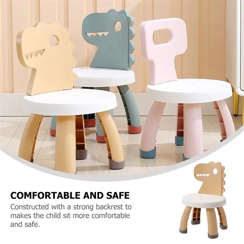 Silla trasera de dinosaurio de dibujos animados para niños, diseño ergonómico, piezas de rompecabezas encantadoras, taburete para el hogar, guardería, 1 Uds.