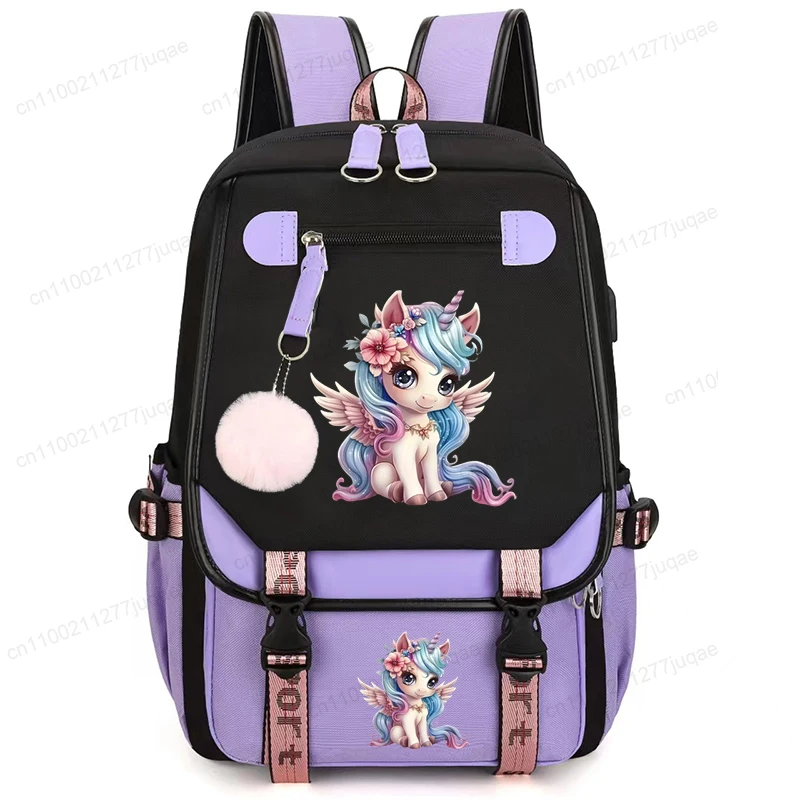 

Unicorn Anime Print School Backpack Teen Student Mochilas Casual Fashion Travel School Bag Girls Boys Campus Storage Daypack