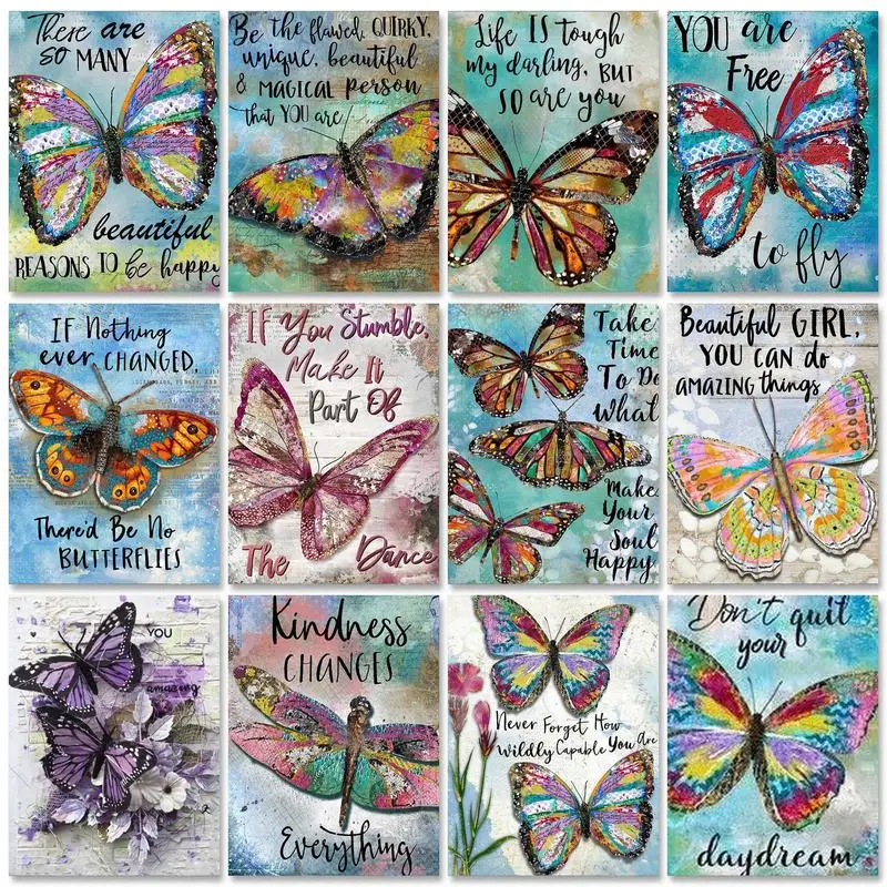 RUOPOTY 40x50cm Oil Handpainted Decorative Paintings on Canvas  Butterfly Painting by Numbers Adults Crafts Art Supplies